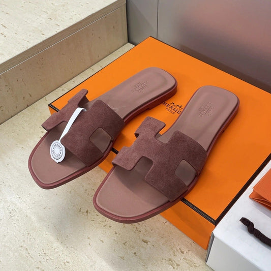 HM 26ss Oran Sandals Dusty Rose Suede Cowhide 607205