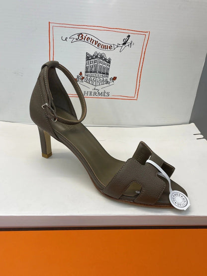 HM 26ss High Heel Sandals 70 Olive Green Cowhide 607123
