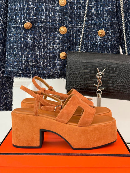 HM 25S JAM 30 HIGH-HEEL SANDAL IN TERRACOTTA ORANGE SUEDE