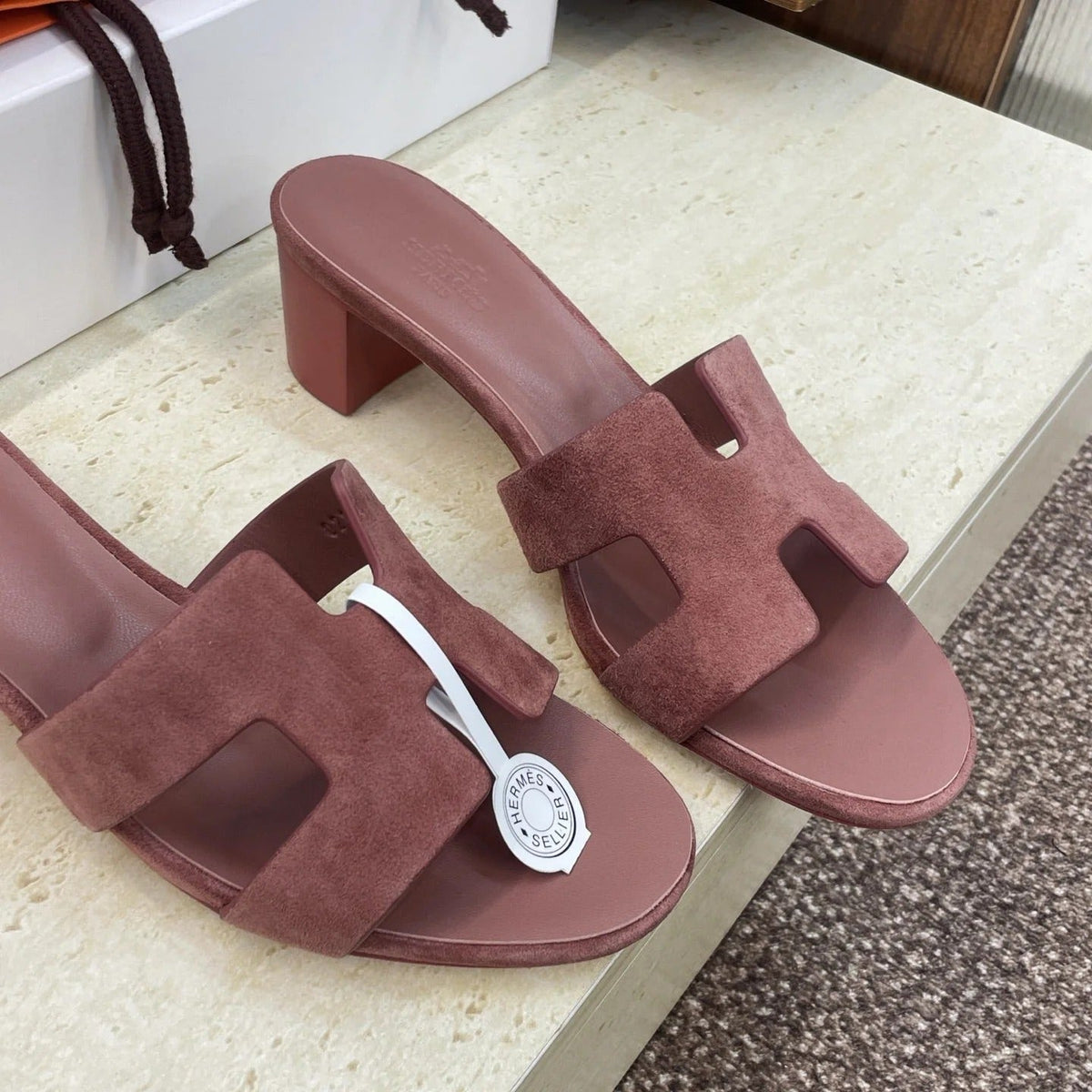 HM 26ss Oran Sandals 45 Dusty Rose Suede Cowhide 607217